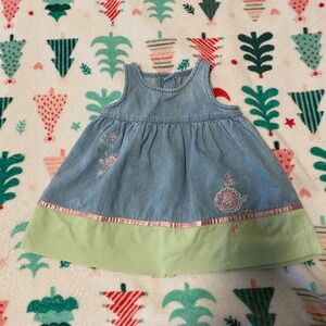 baby girls denim and corduroy embroidered button up dress